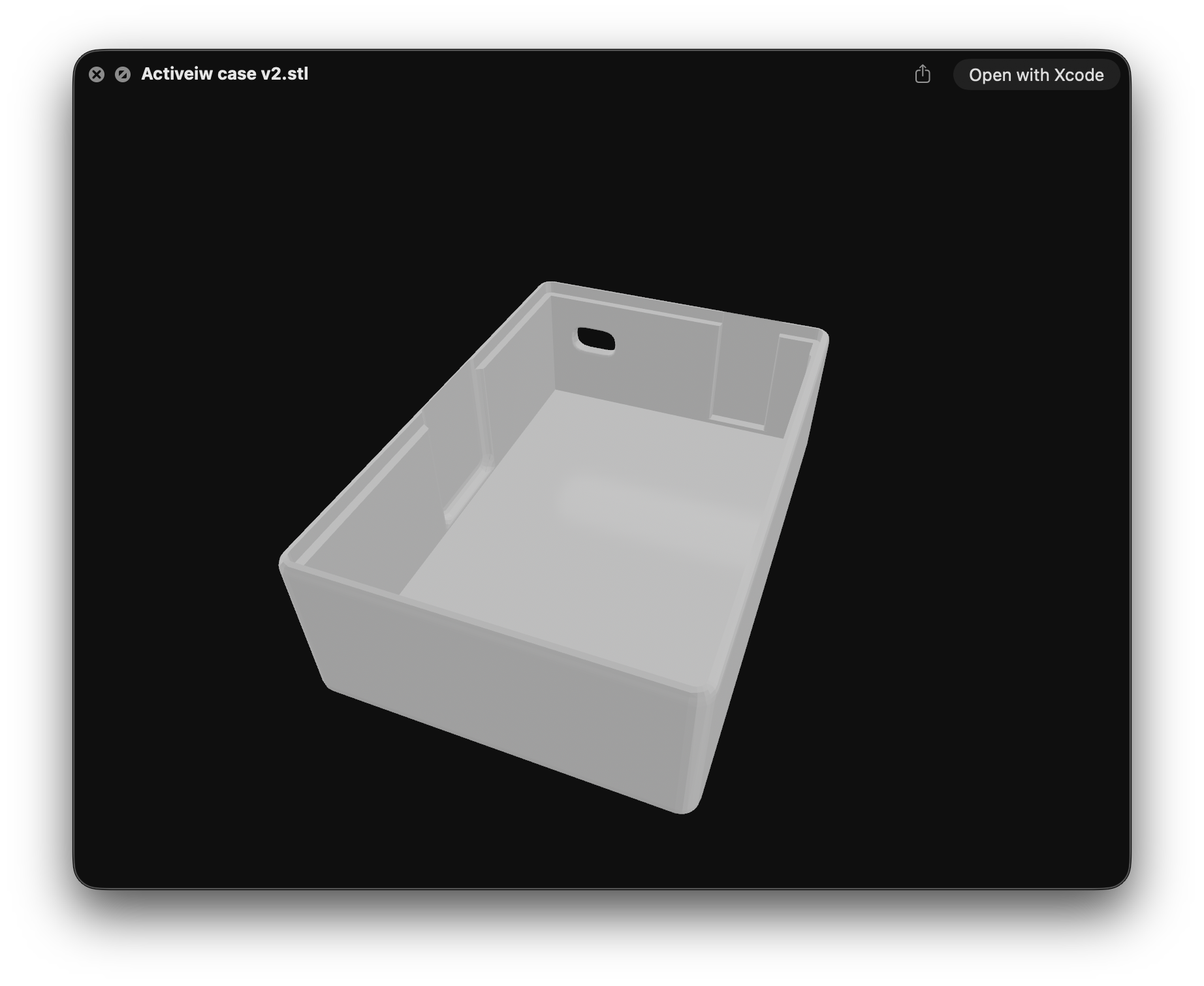Shapr3D screenshot of the ActiView case v2 model