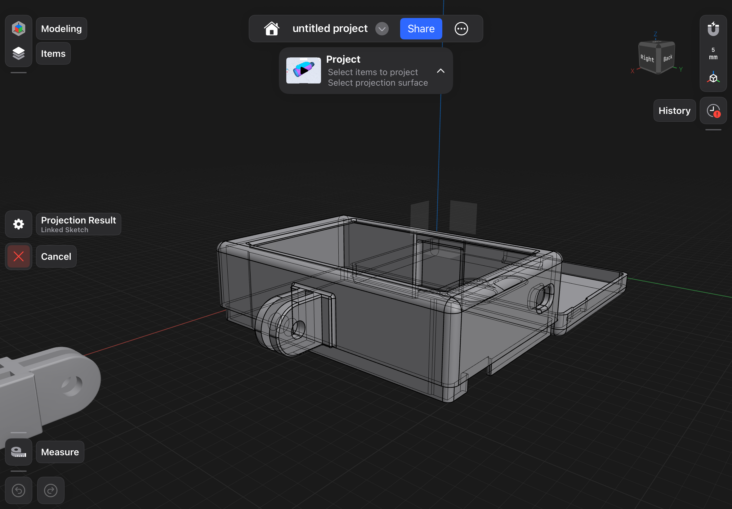 Shapr3D projection and detail work on an ActiView case model