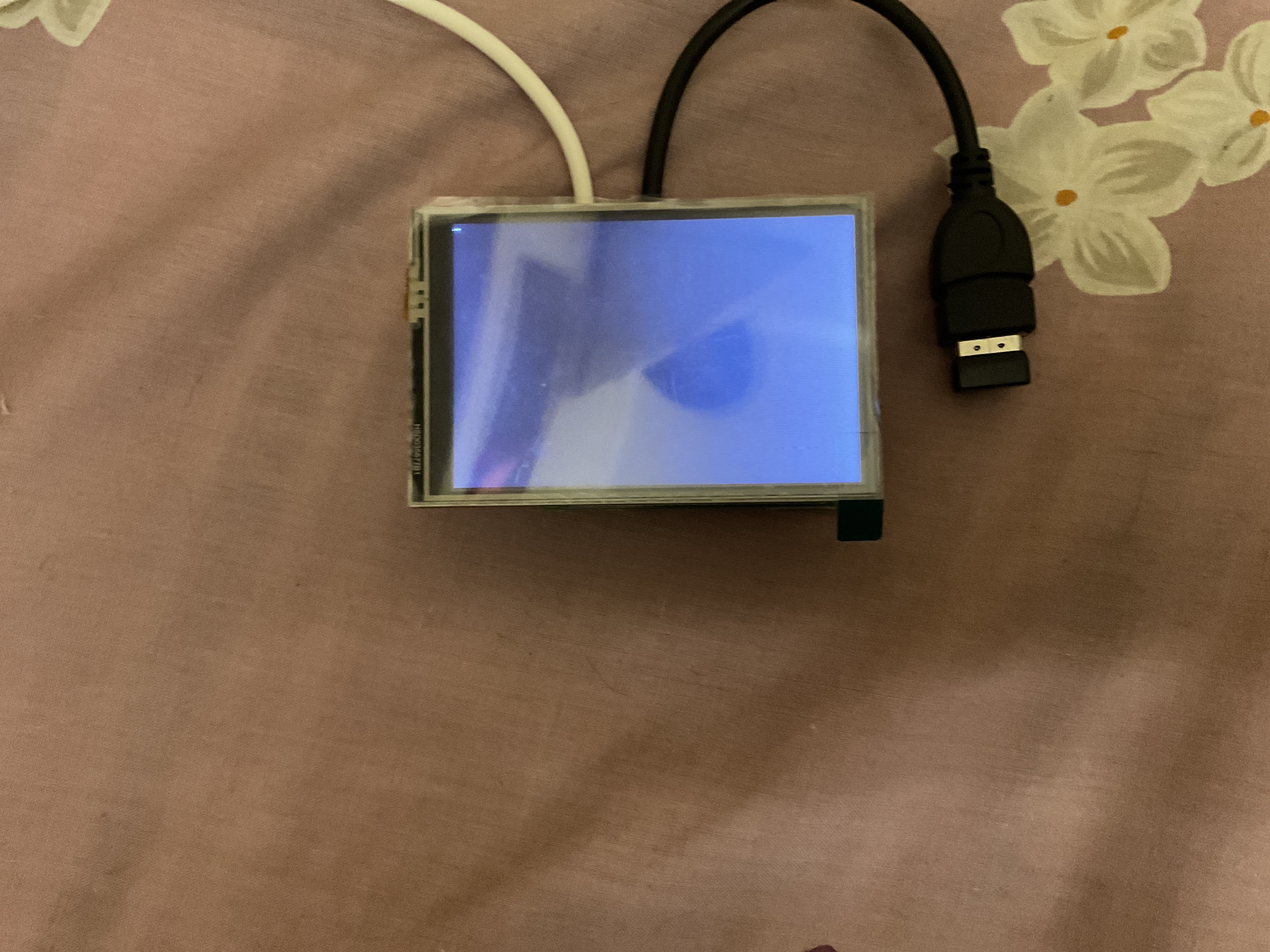 ActiView screen powered on during an early hardware bring-up stage